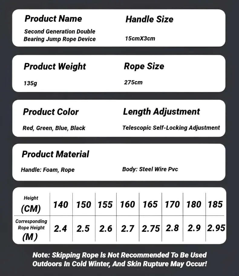 Adjustable Steel Wire Jump Rope for Fitness Training-Black