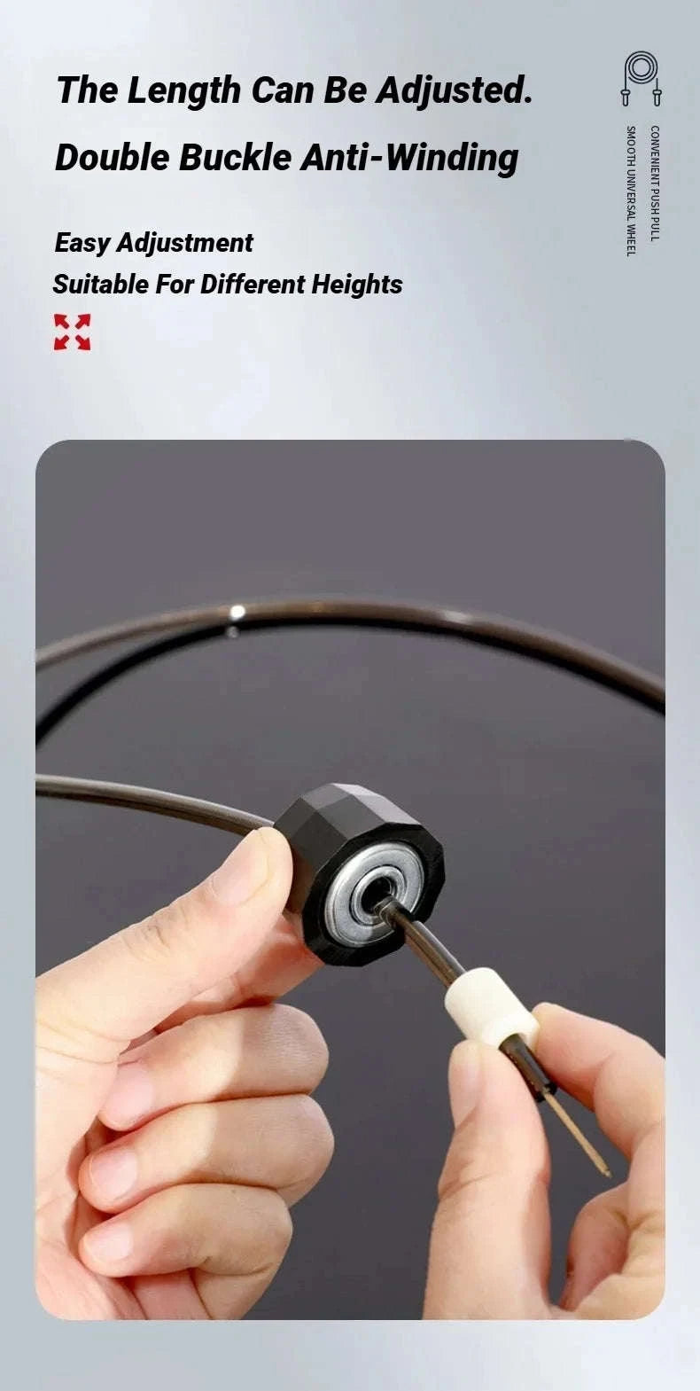 Adjustable Steel Wire Jump Rope for Fitness Training-Black