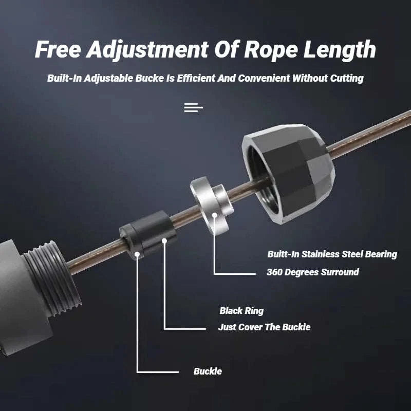 Adjustable Steel Wire Jump Rope for Fitness Training-Black