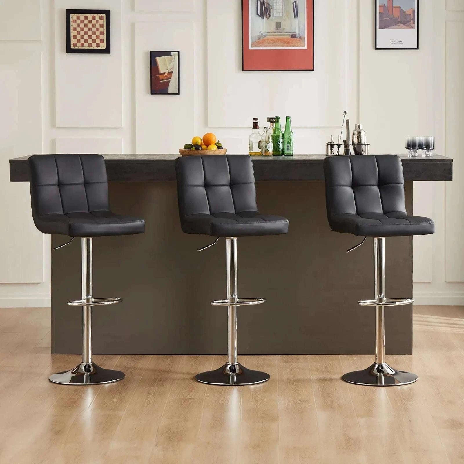 Adjustable Swivel Bar Stool Chair with Backrest Cushion-WHITE / United States