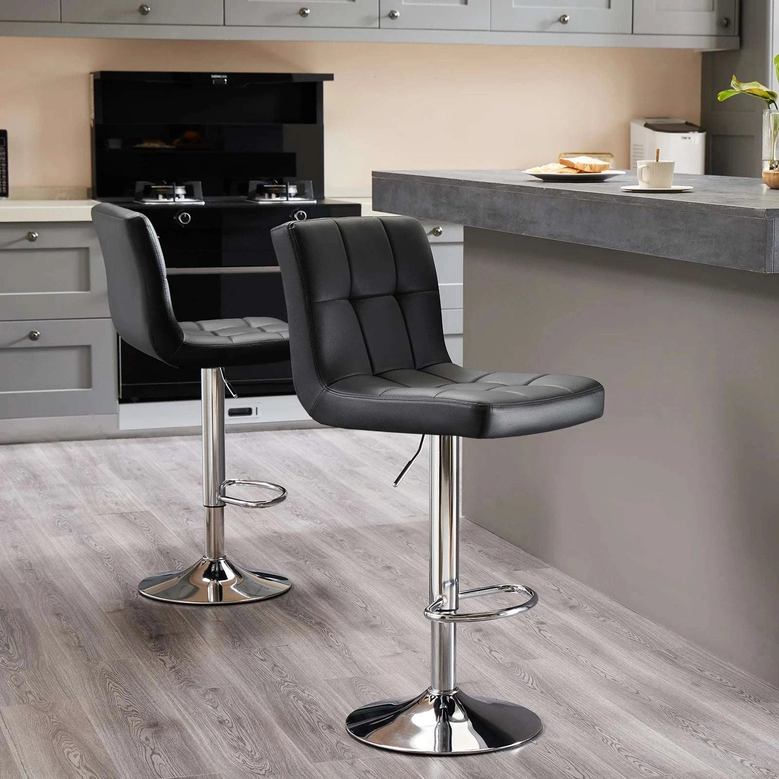 Adjustable Swivel Bar Stool Chair with Backrest Cushion-WHITE / United States