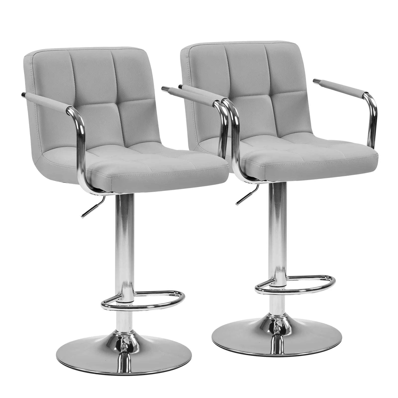 Adjustable Swivel Counter Height Office Chair with Padded Armrests-WHITE / United States