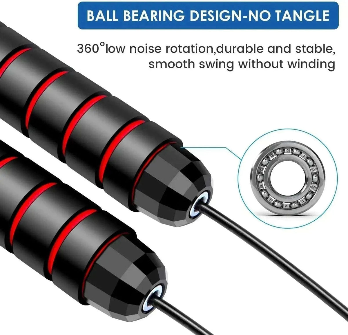 Adjustable Tangle-Free Jump Rope with Foam Handles-red