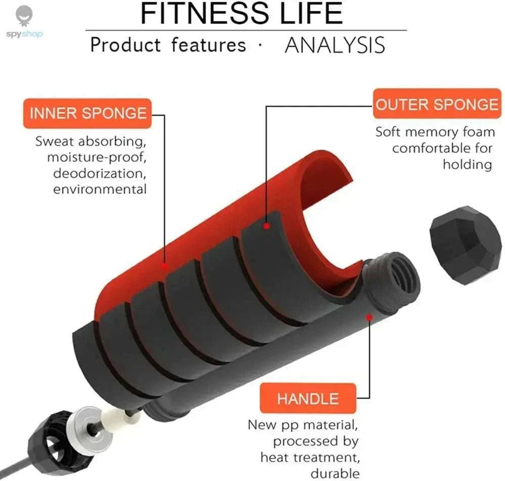 Adjustable Tangle-Free Jump Rope with Foam Handles-red