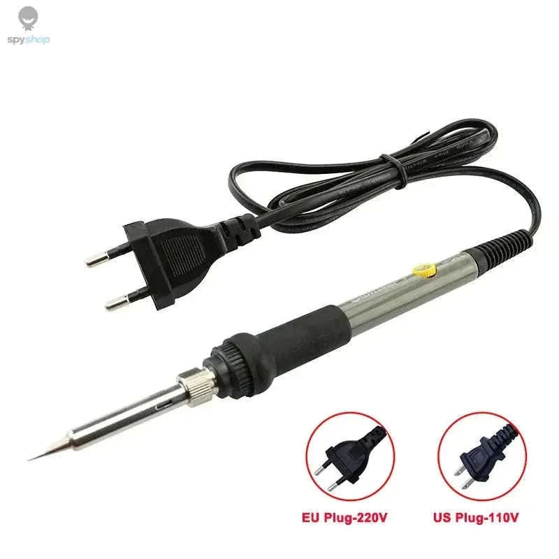 Adjustable Temperature Soldering Iron 60W for DIY Electronics-Gray EU standard