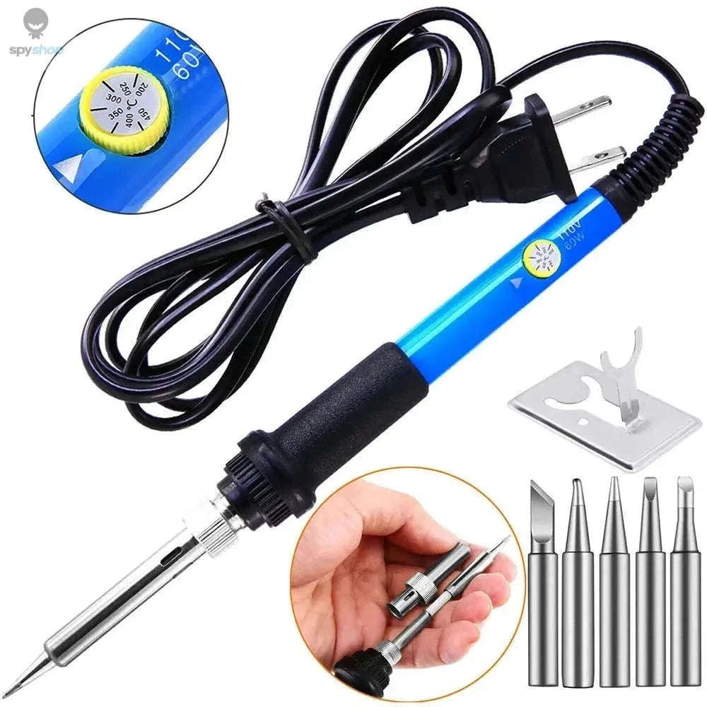 Adjustable Temperature Soldering Iron 60W for DIY Electronics-Gray EU standard
