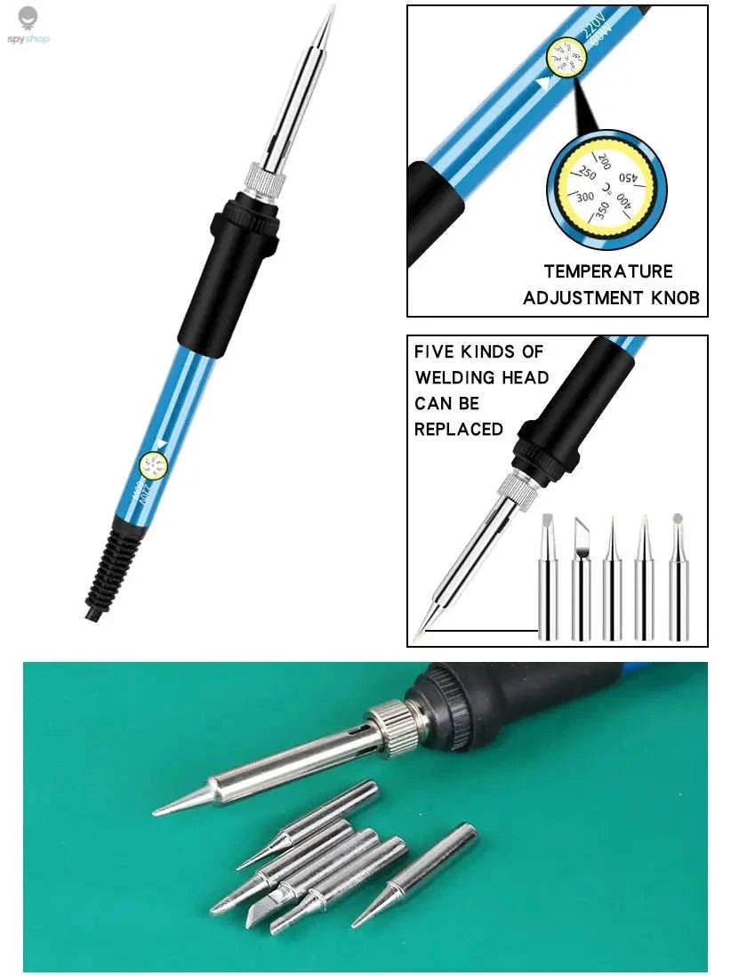 Adjustable Temperature Soldering Iron – 60W Heat Control for DIY Electronics-Gray US standard