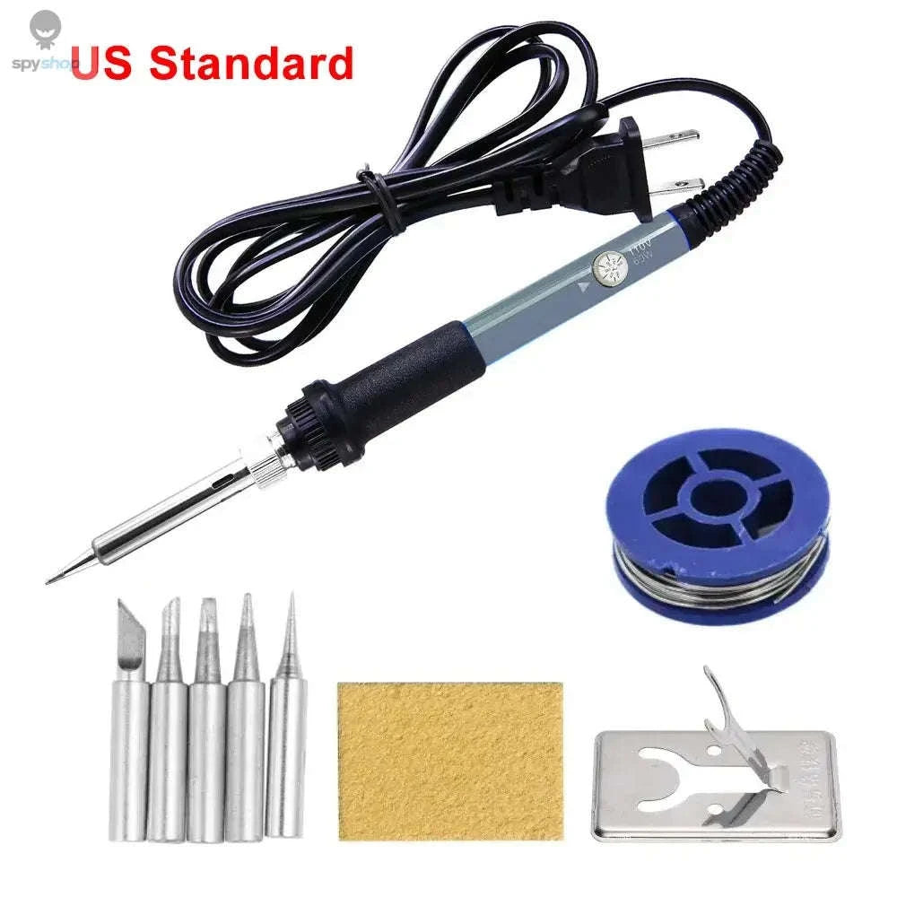 Adjustable Temperature Soldering Iron – 60W Heat Control for DIY Electronics-Gray US standard
