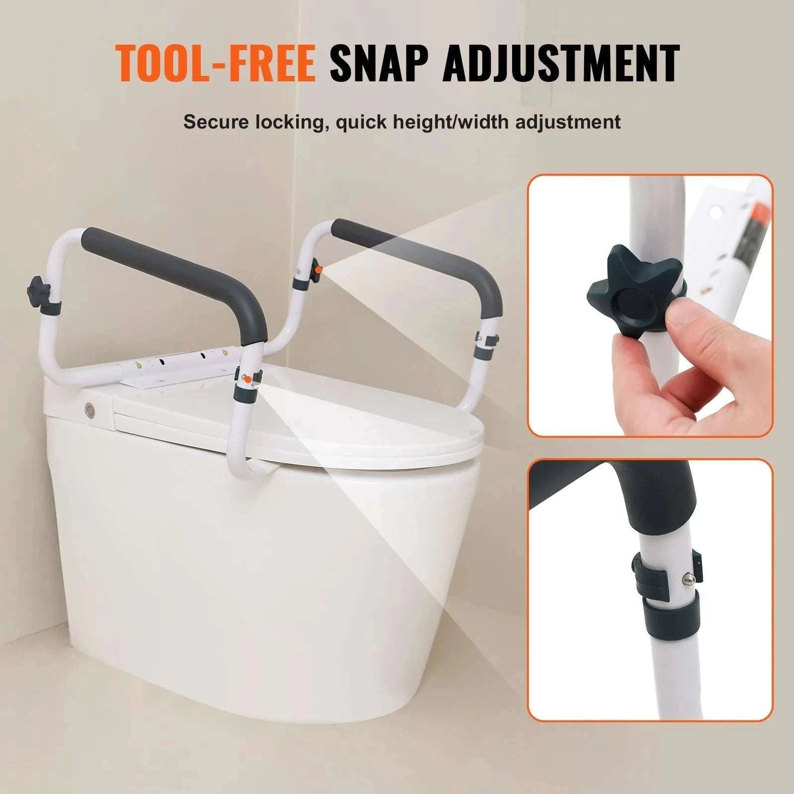 Adjustable Toilet Safety Rail 300 lb Capacity Steel Grab Bars-300lbs / United States