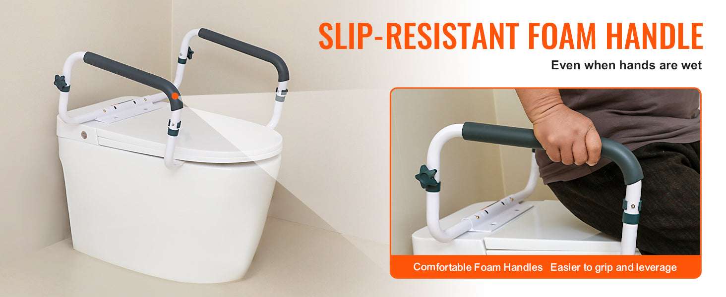 Adjustable Toilet Safety Rail 300 lb Capacity Steel Grab Bars-300lbs / United States