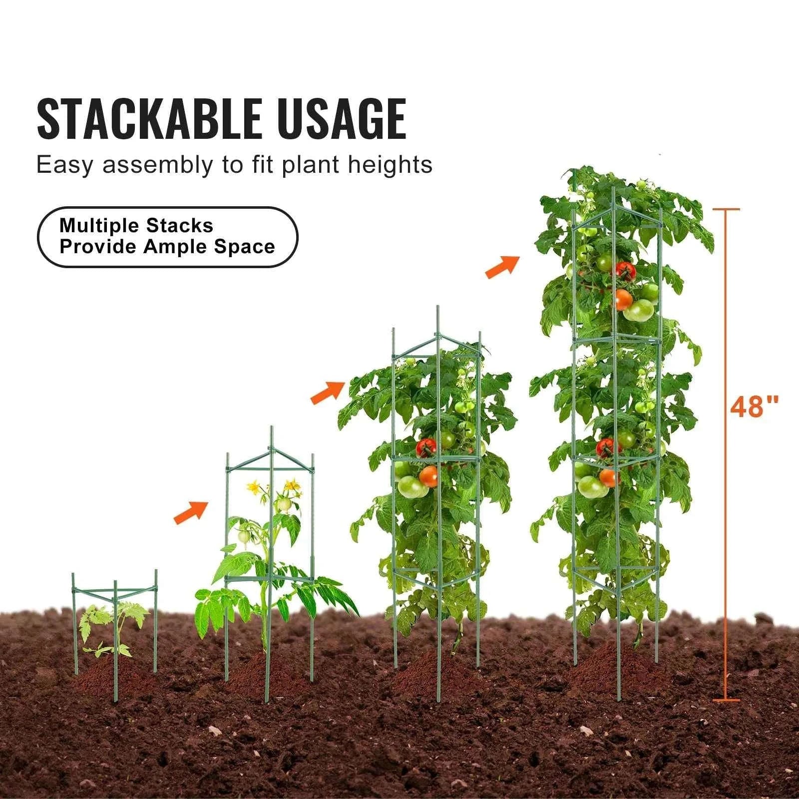Adjustable Tomato Cage Plant Support Trellis Set-63inch / United States