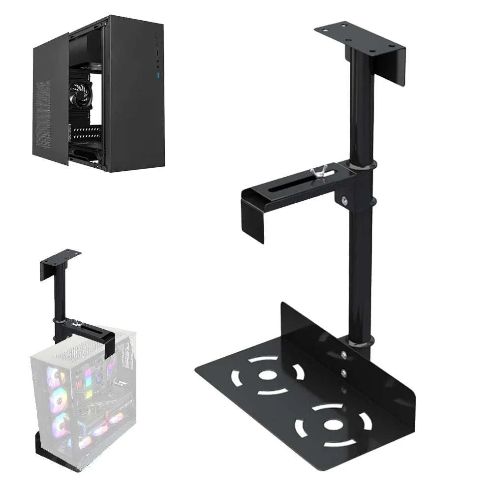 Adjustable Under Desk PC Holder with 360° Swivel Mount-black / france