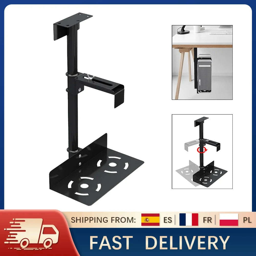 Adjustable Under Desk PC Holder with 360° Swivel Mount-black / france