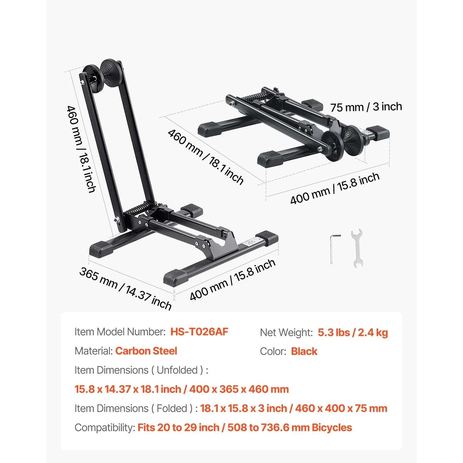 Adjustable Upright Bike Stand for 16–27.5" Bikes Indoor Storage-TypeD / 12 inch / United States