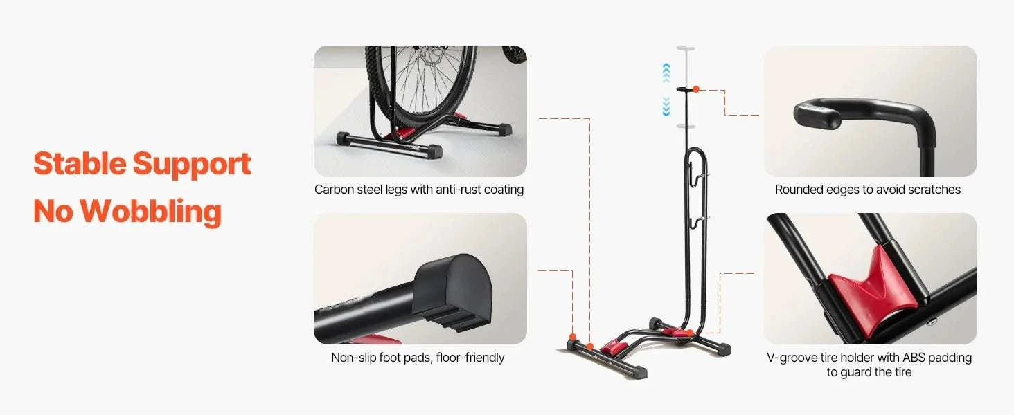 Adjustable Upright Bike Stand for 16–27.5" Bikes Indoor Storage-TypeD / 12 inch / United States