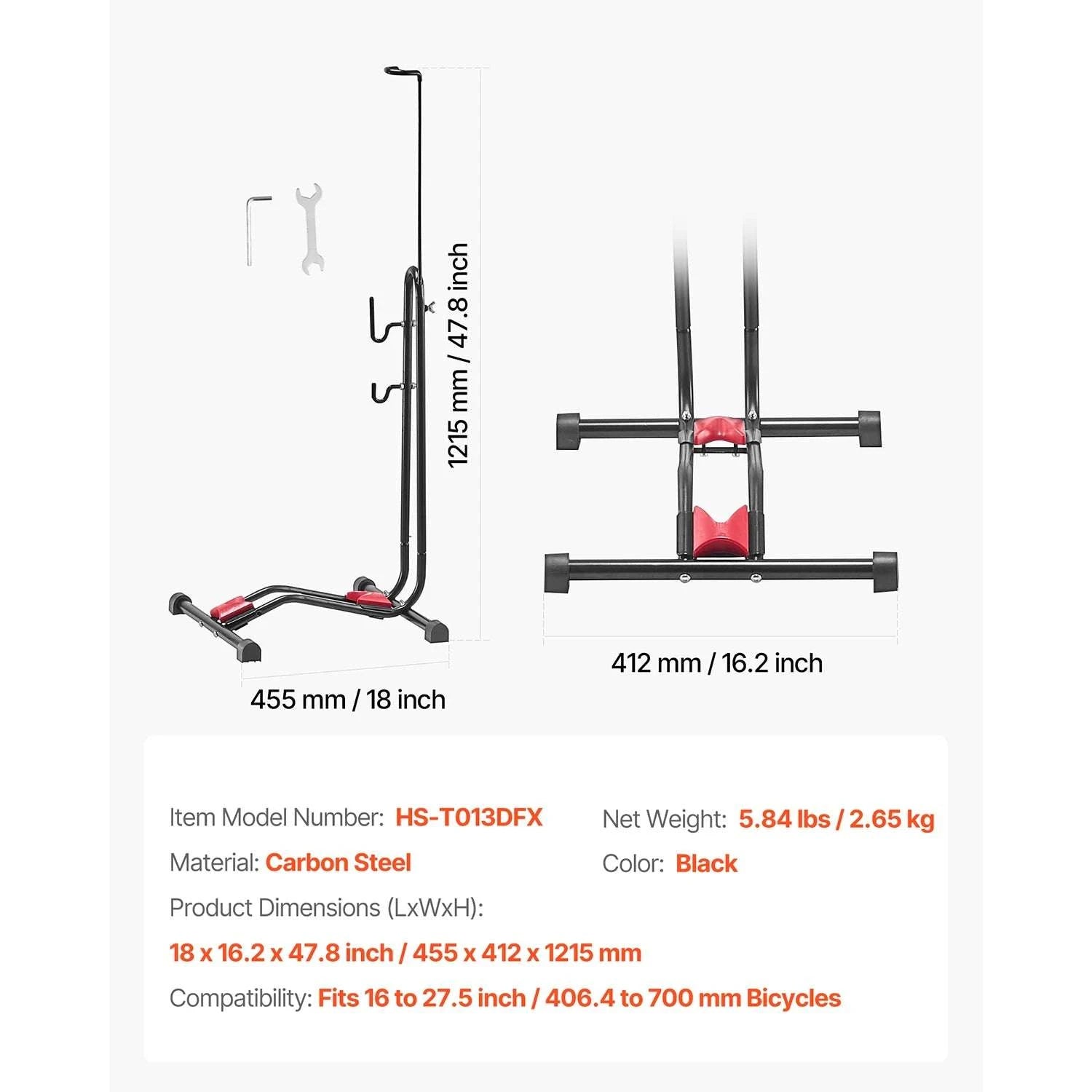 Adjustable Upright Bike Stand for 16–27.5" Bikes Indoor Storage-TypeD / 12 inch / United States
