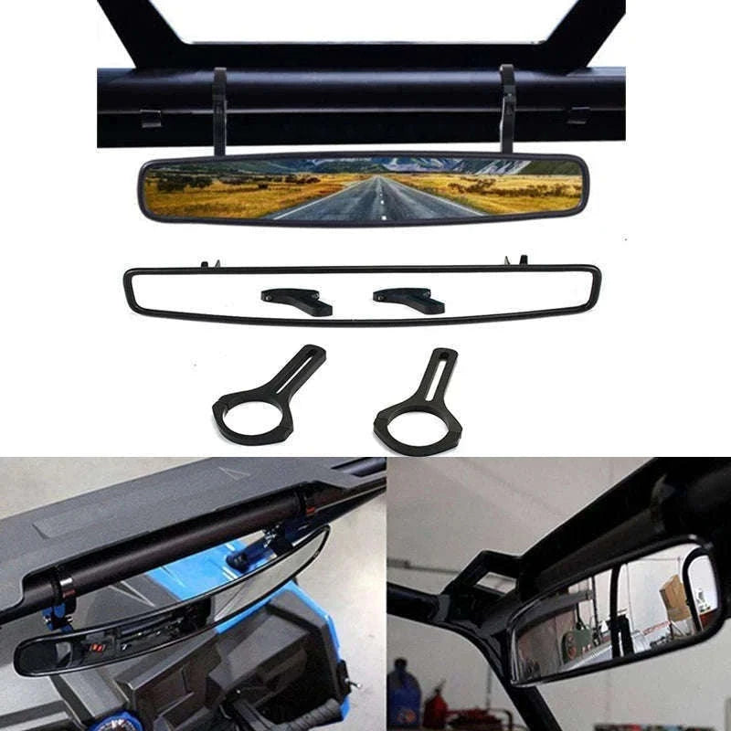 Adjustable UTV Rear View Convex Mirror with 2-Inch Clamp-black