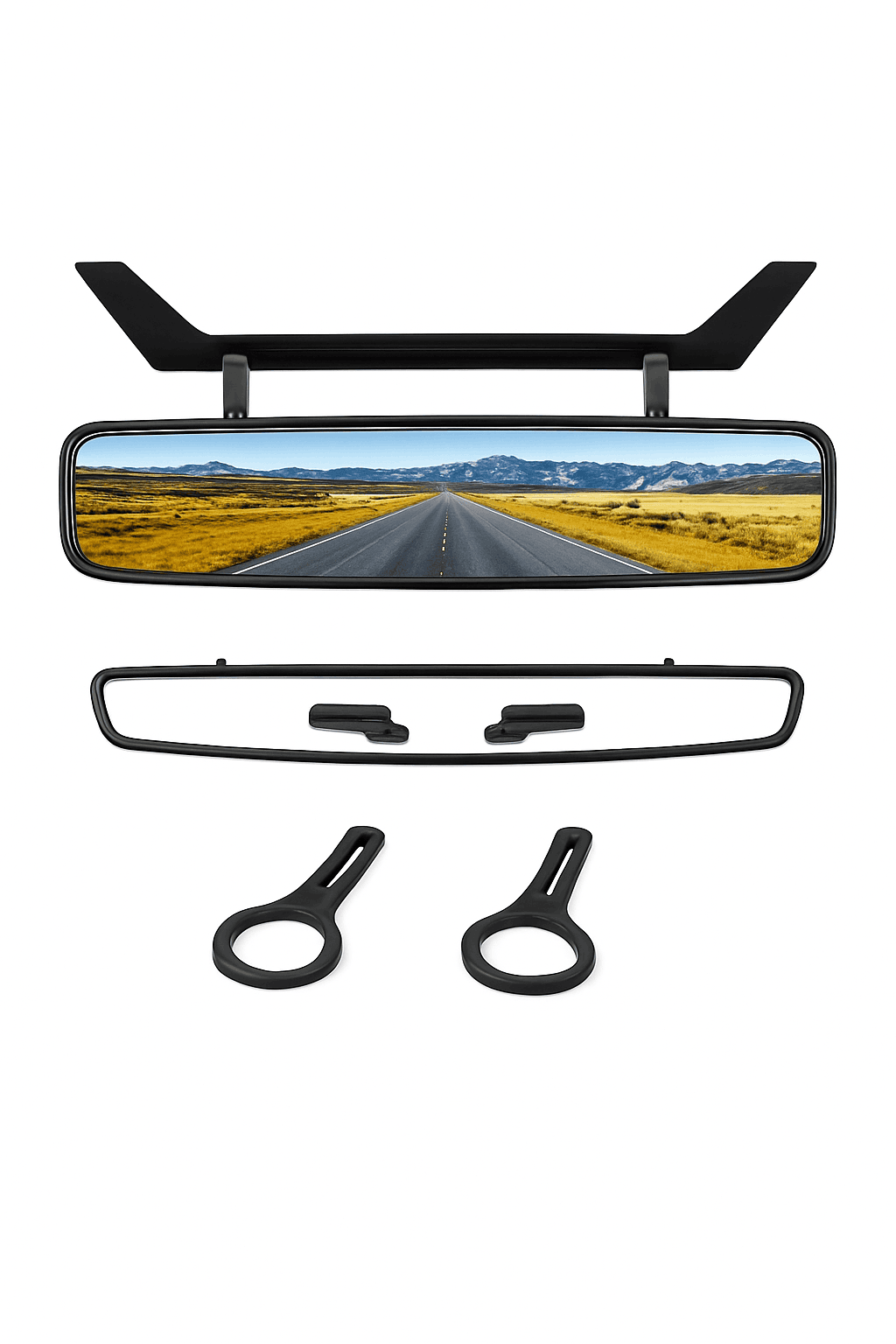 Adjustable UTV Rear View Convex Mirror with 2-Inch Clamp-black
