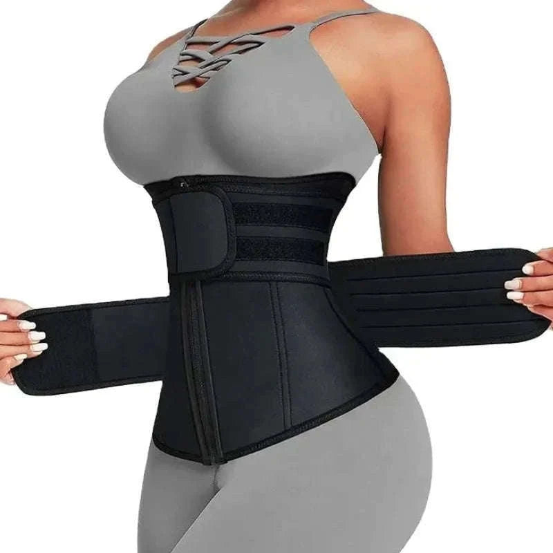 Adjustable Waist Trainer with Double Belts for Tummy Control & Support-