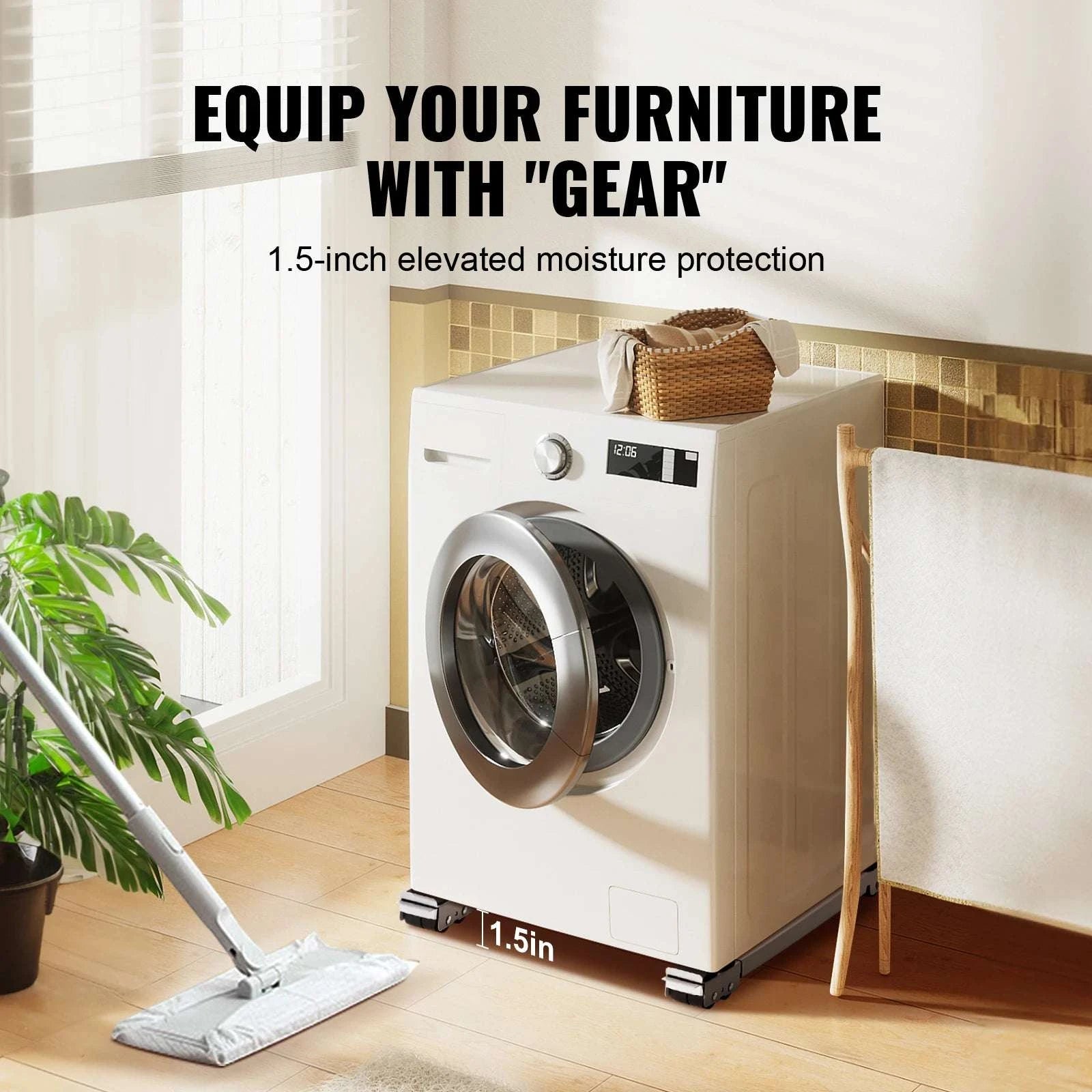 Adjustable Washing Machine Stand with Wheels 660 lbs Capacity-660 lbs / United States