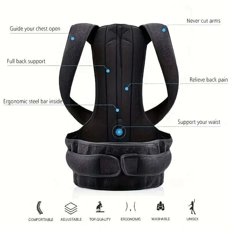 Adjustable Wearable Garment for Back Alignment & Body Awareness-M (40-50KG)