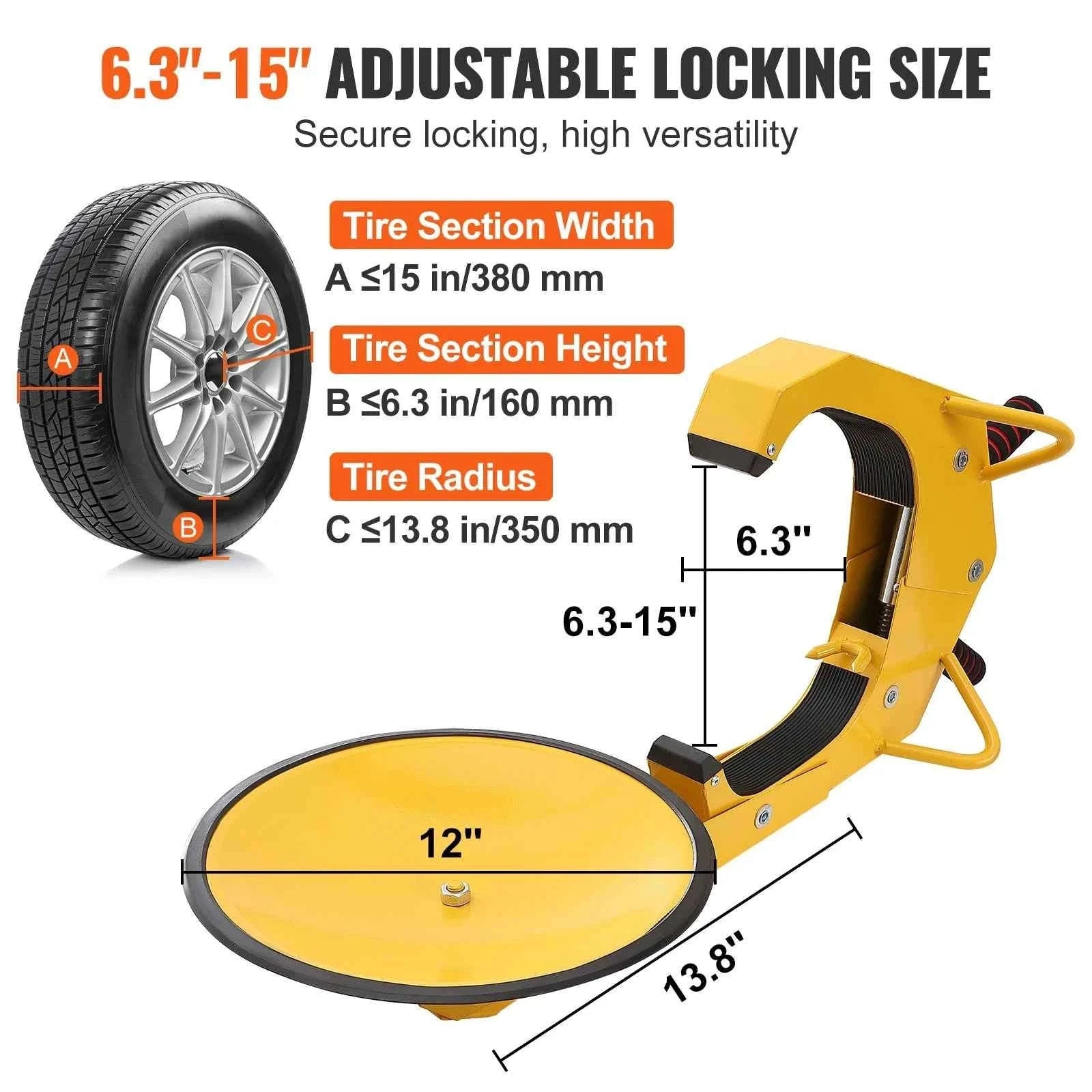Adjustable Wheel Lock Clamp for Trailers and Cars-1 pc / United States