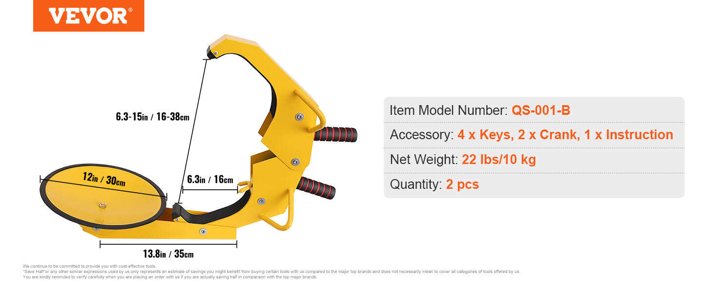 Adjustable Wheel Lock Clamp for Trailers and Cars-1 pc / United States