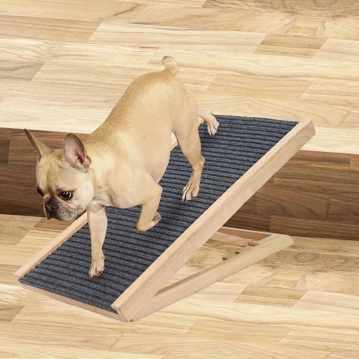 Adjustable Wooden Dog Ramp Non‑Slip Foldable for Bed Sofa Car-M / france
