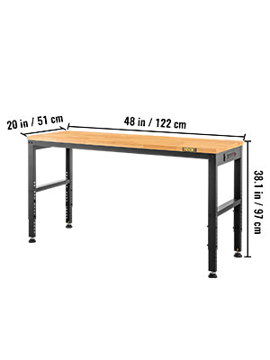 Adjustable Garage Workbench 2000 lbs Hardwood Top Work Table