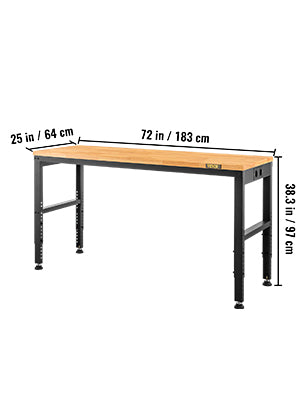 Adjustable Garage Workbench 2000 lbs Hardwood Top Work Table