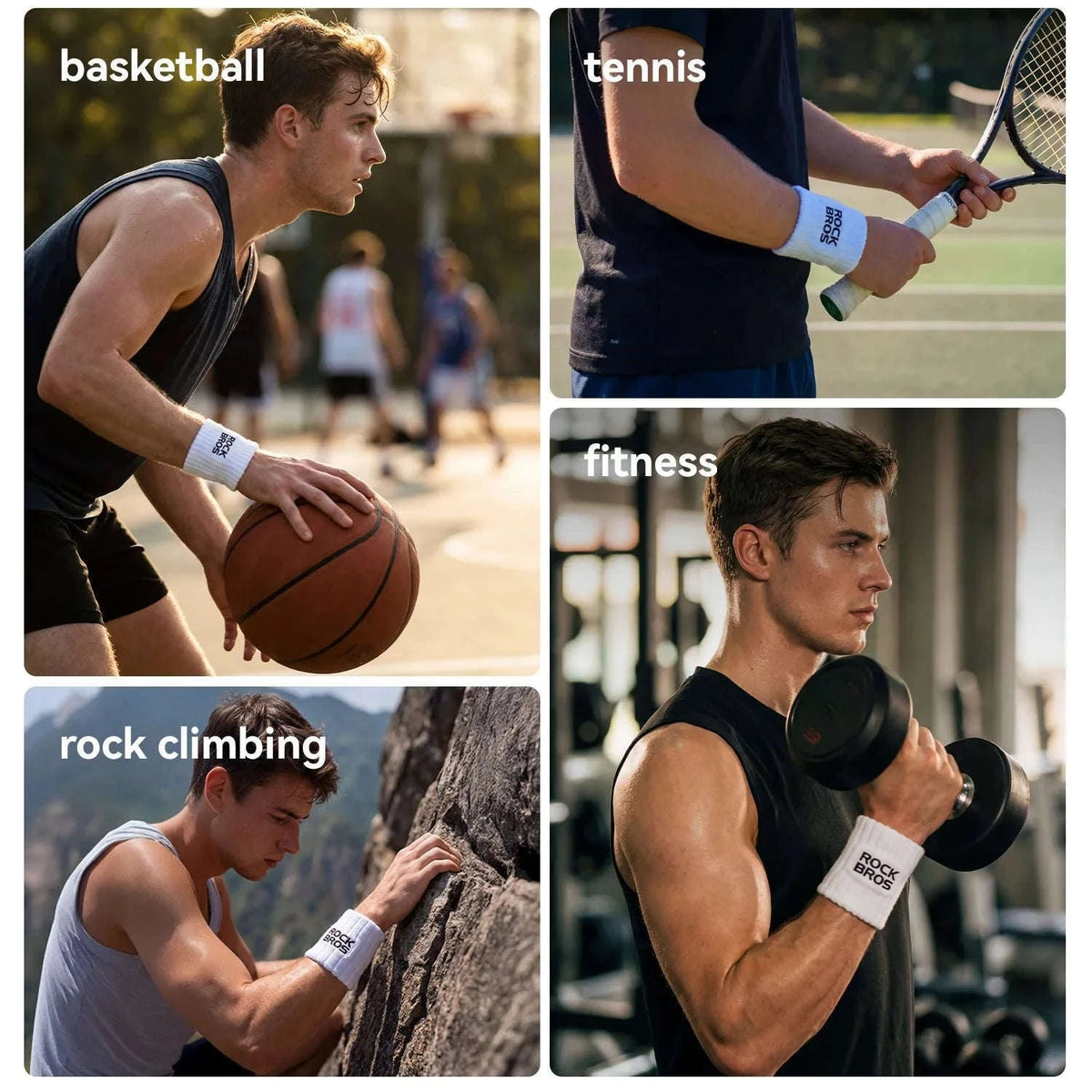 Adjustable Wrist Support Sweatband for Sports and Daily Training-1pcs white