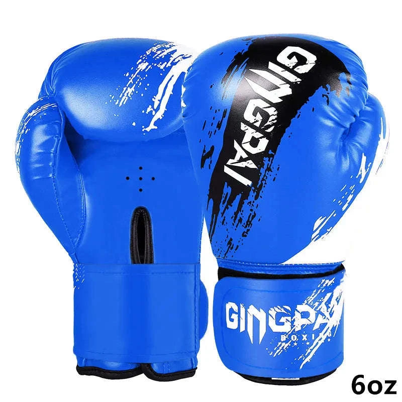 Adult Boxing Gloves 10oz PU Leather Training Mitts-Blue / 10oz