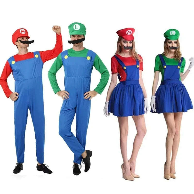 Adult Super Mario Luigi Costume Set with Hat and Gloves-Woman Green Suit / L