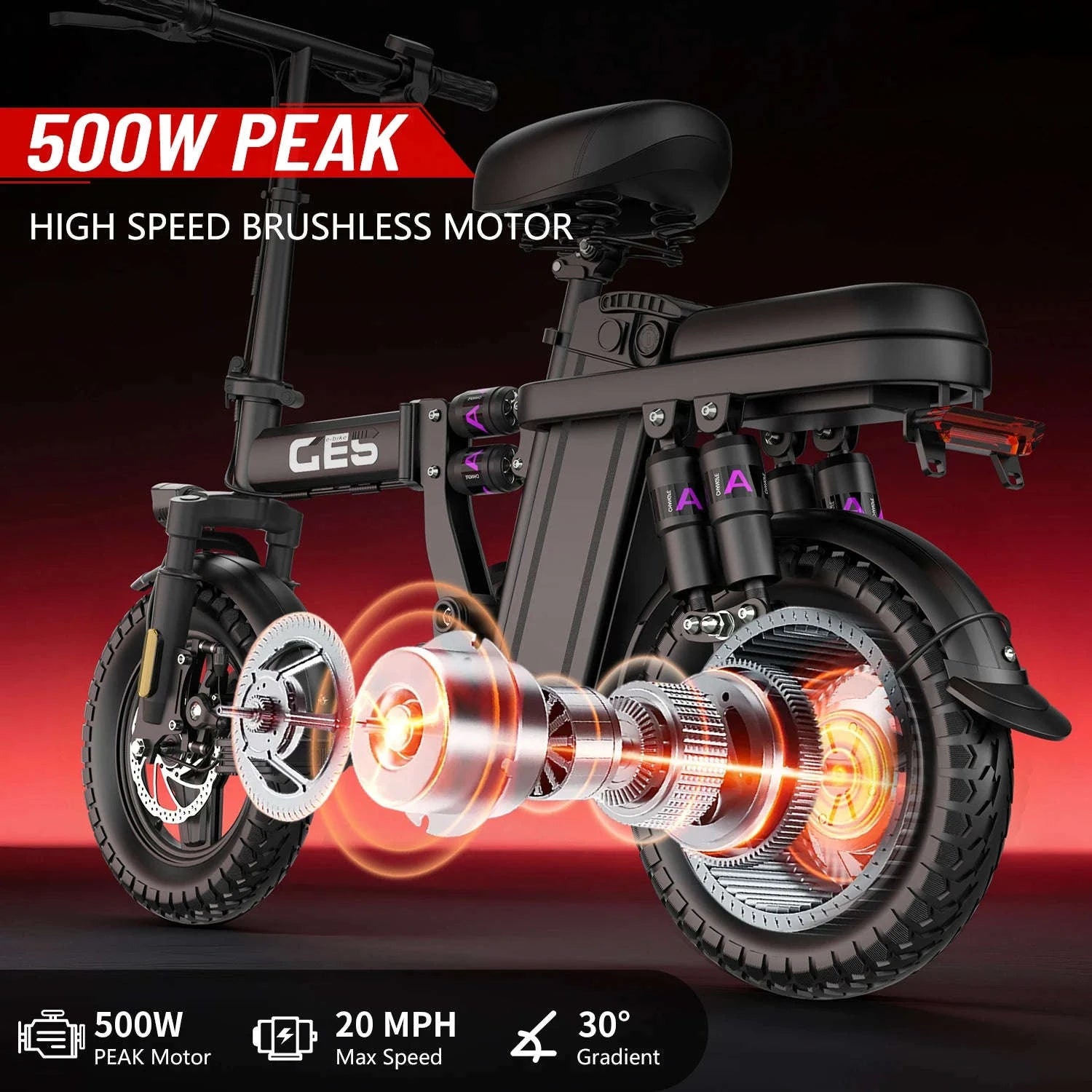 Adults Folding Electric Bike 500W 48V 15Ah 14 Inch-15AH Black / United States