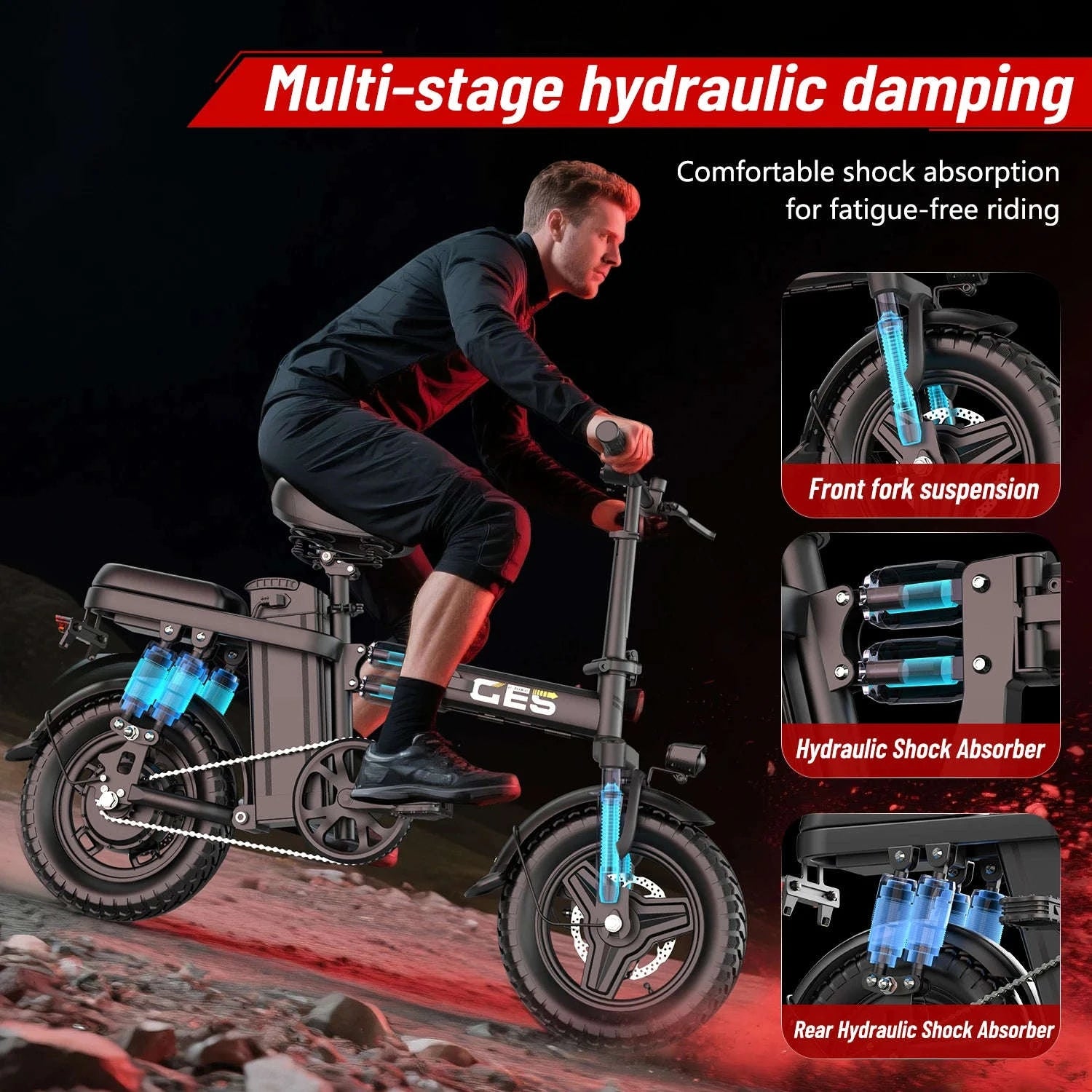 Adults Folding Electric Bike 500W 48V 15Ah 14 Inch-15AH Black / United States