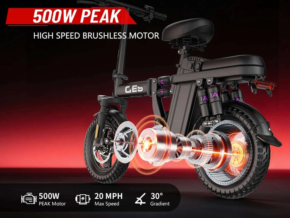 Adults Folding Electric Bike 500W 48V 15Ah 14 Inch-15AH Black / United States