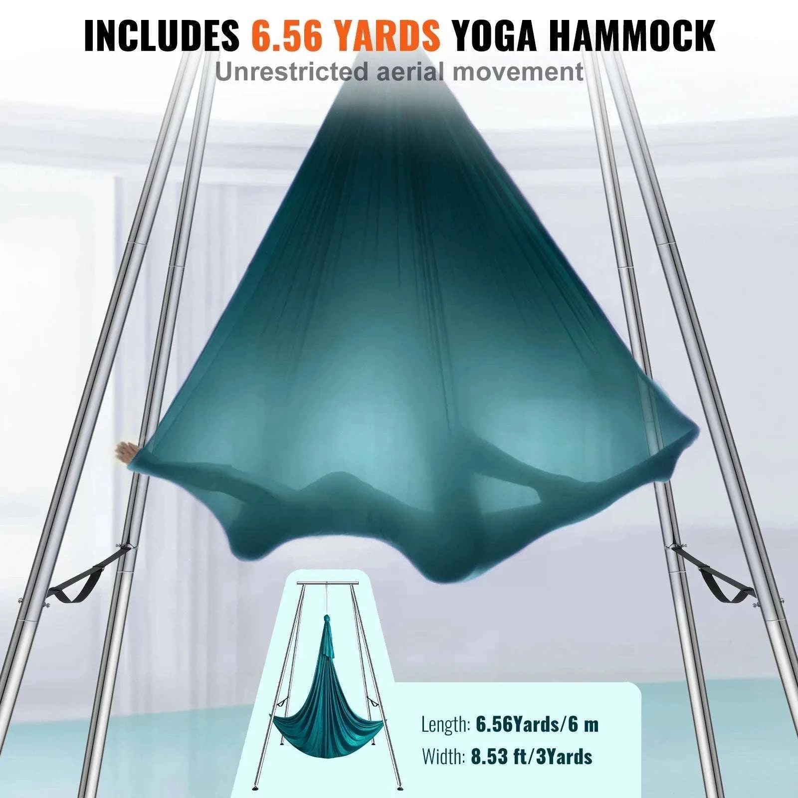 Aerial Yoga Frame & Hammock Stand with Silks 9.67FT 551lbs-green / france