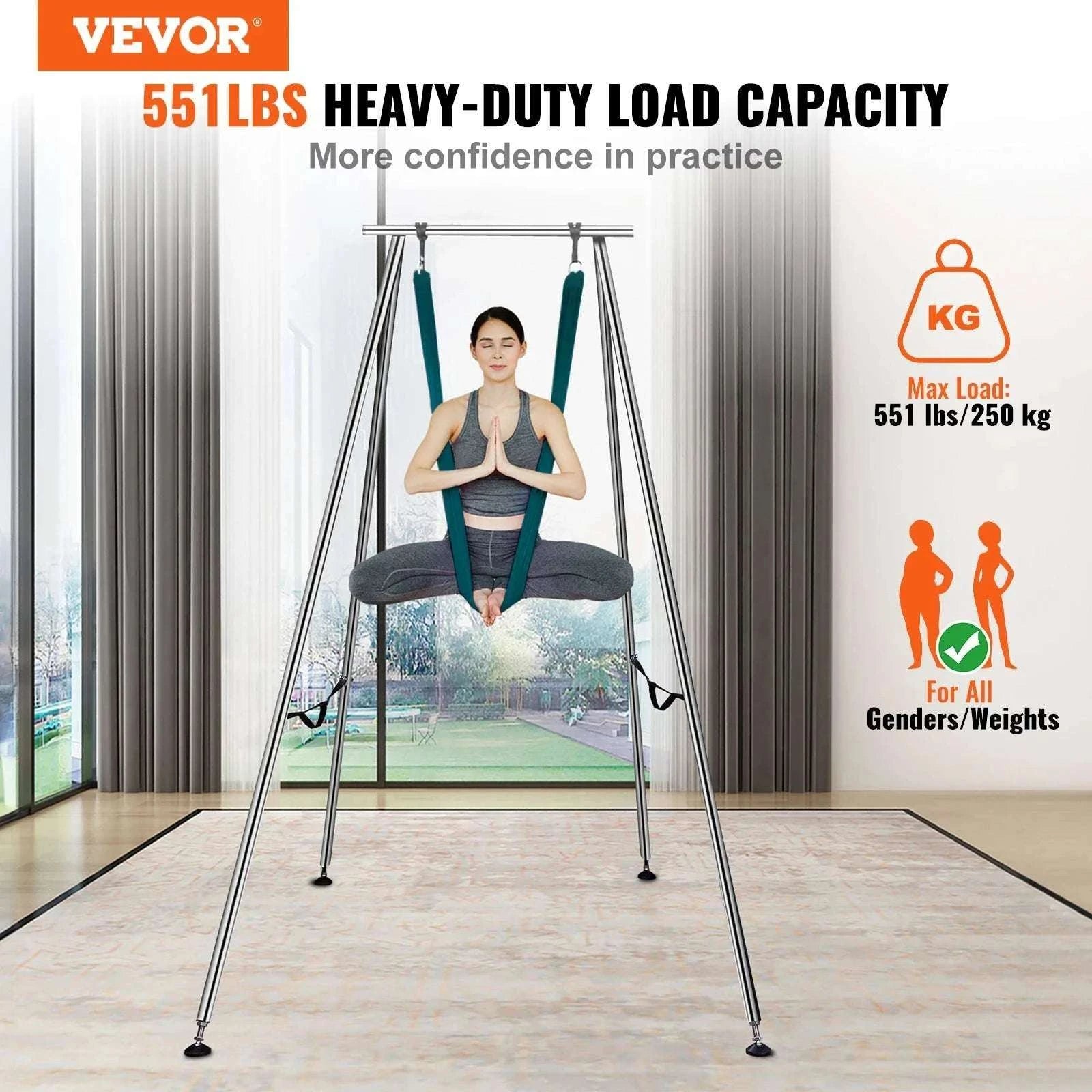 Aerial Yoga Frame & Hammock Stand with Silks 9.67FT 551lbs-green / france