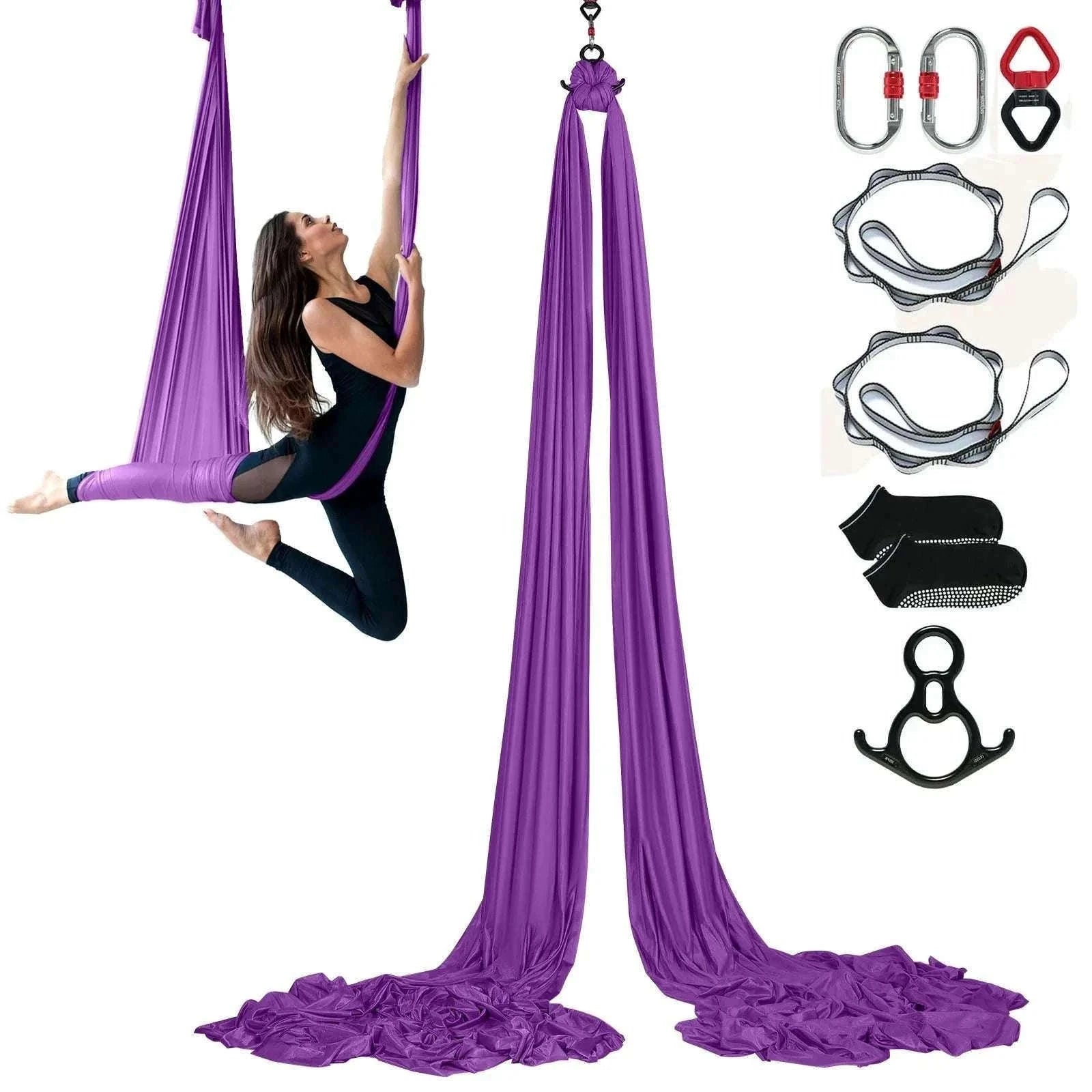 Aerial Yoga Hammock Swing Kit – 8.7–11 Yard Nylon Silk Set-green 8.22x2.8m / United States