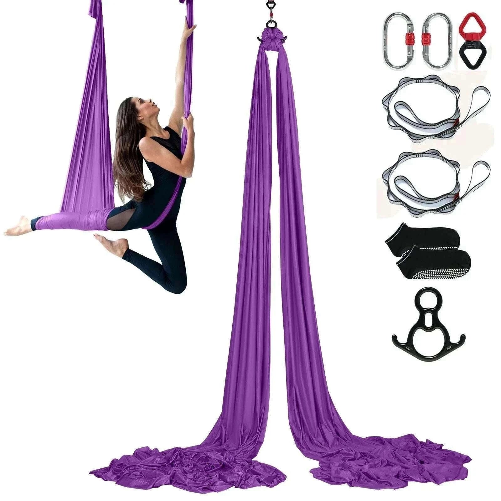 Aerial Yoga Hammock Swing Kit – 8.7–11 Yard Nylon Silk Set-green 8.22x2.8m / United States