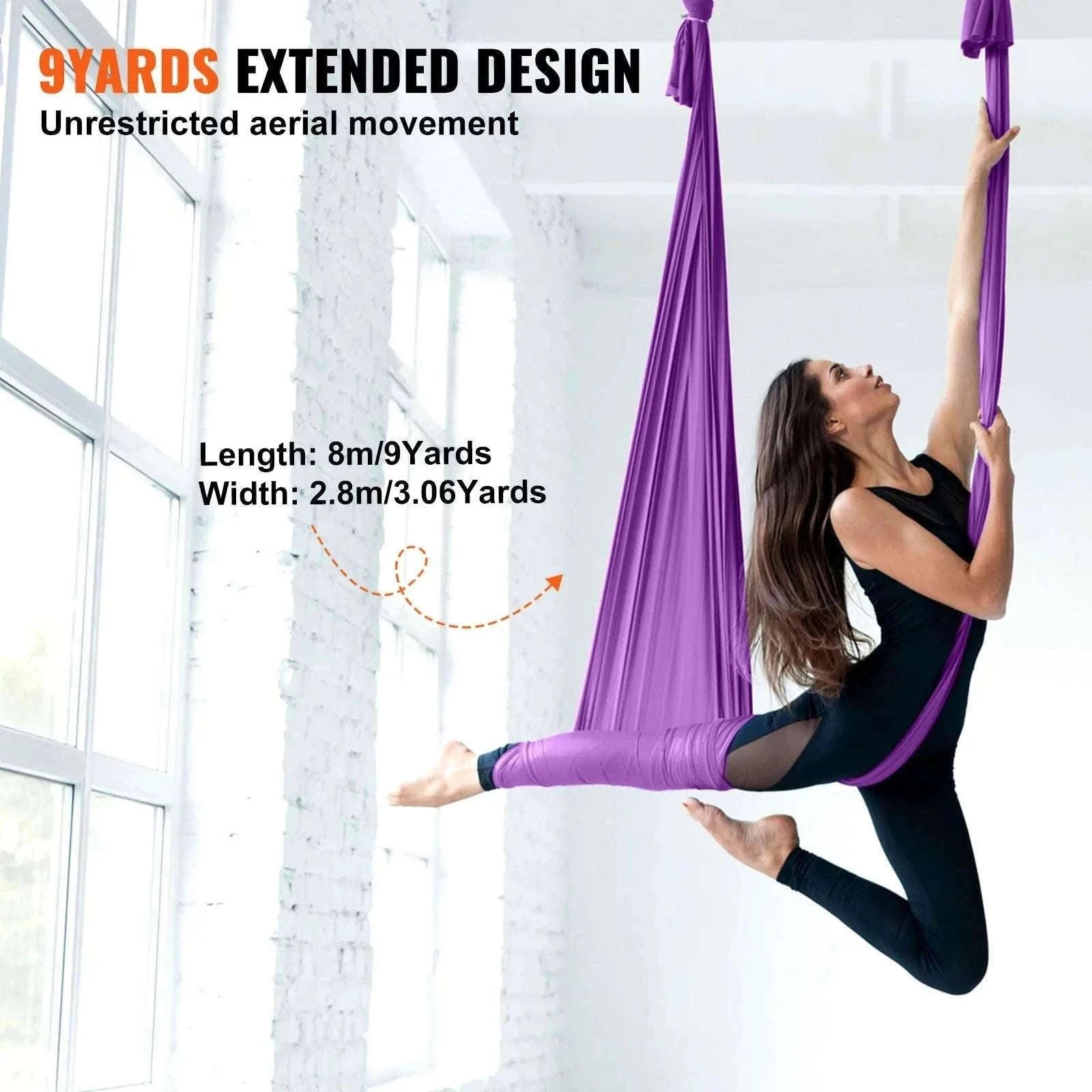 Aerial Yoga Hammock Swing Kit – 8.7–11 Yard Nylon Silk Set-green 8.22x2.8m / United States