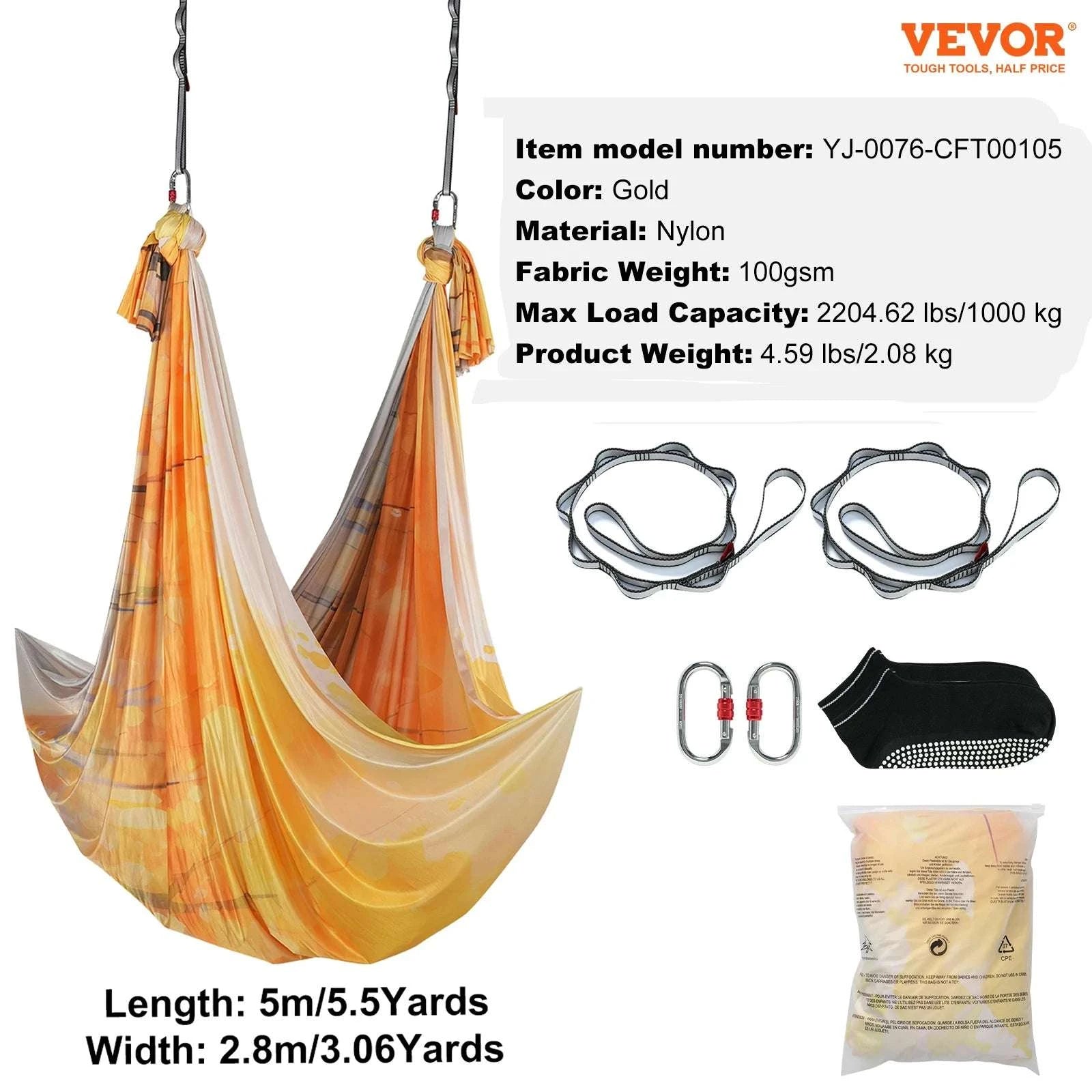 Aerial Yoga Hammock Swing Set with Full Rigging 5.5 Yards-Green / United States