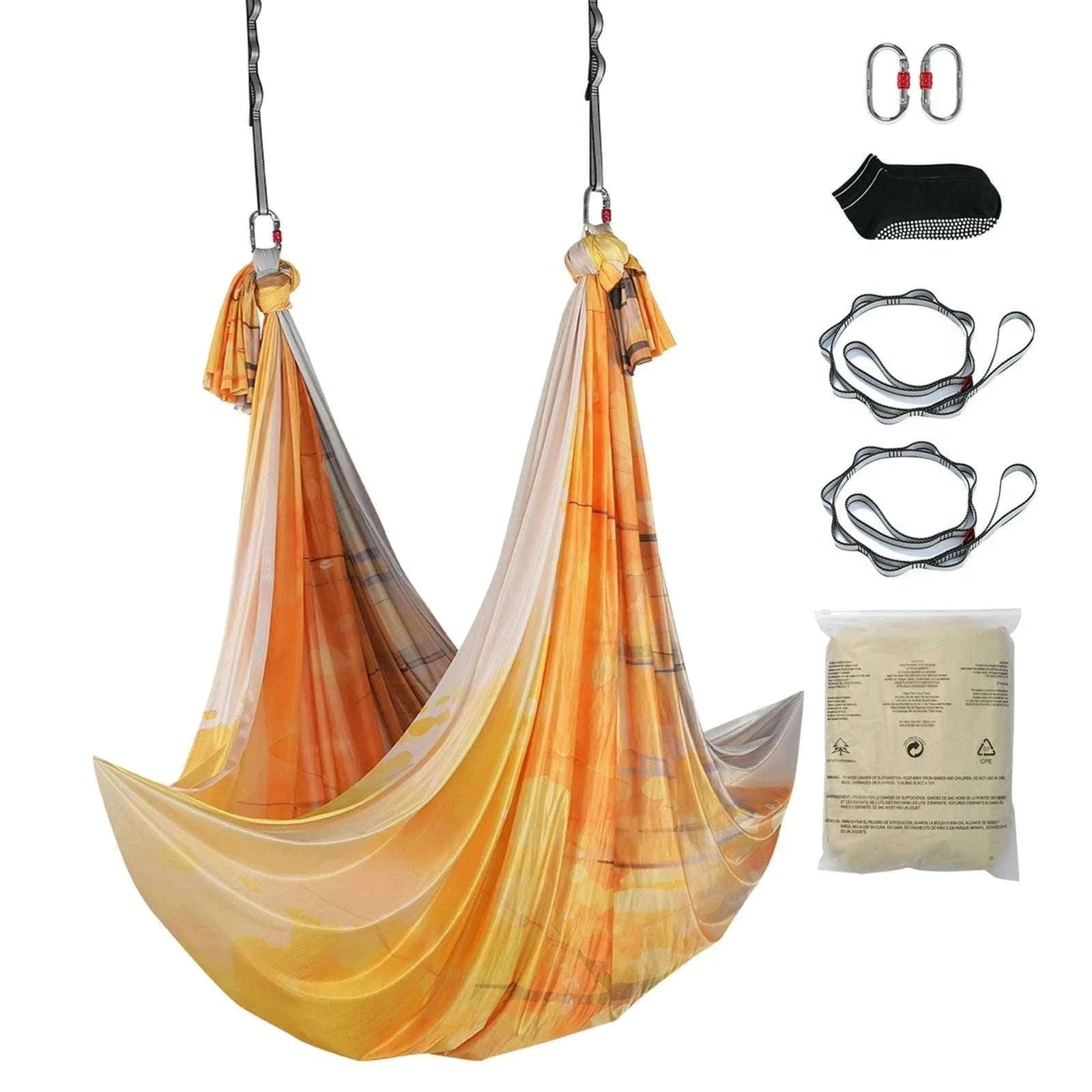 Aerial Yoga Hammock Swing Set with Full Rigging 5.5 Yards-Green / United States