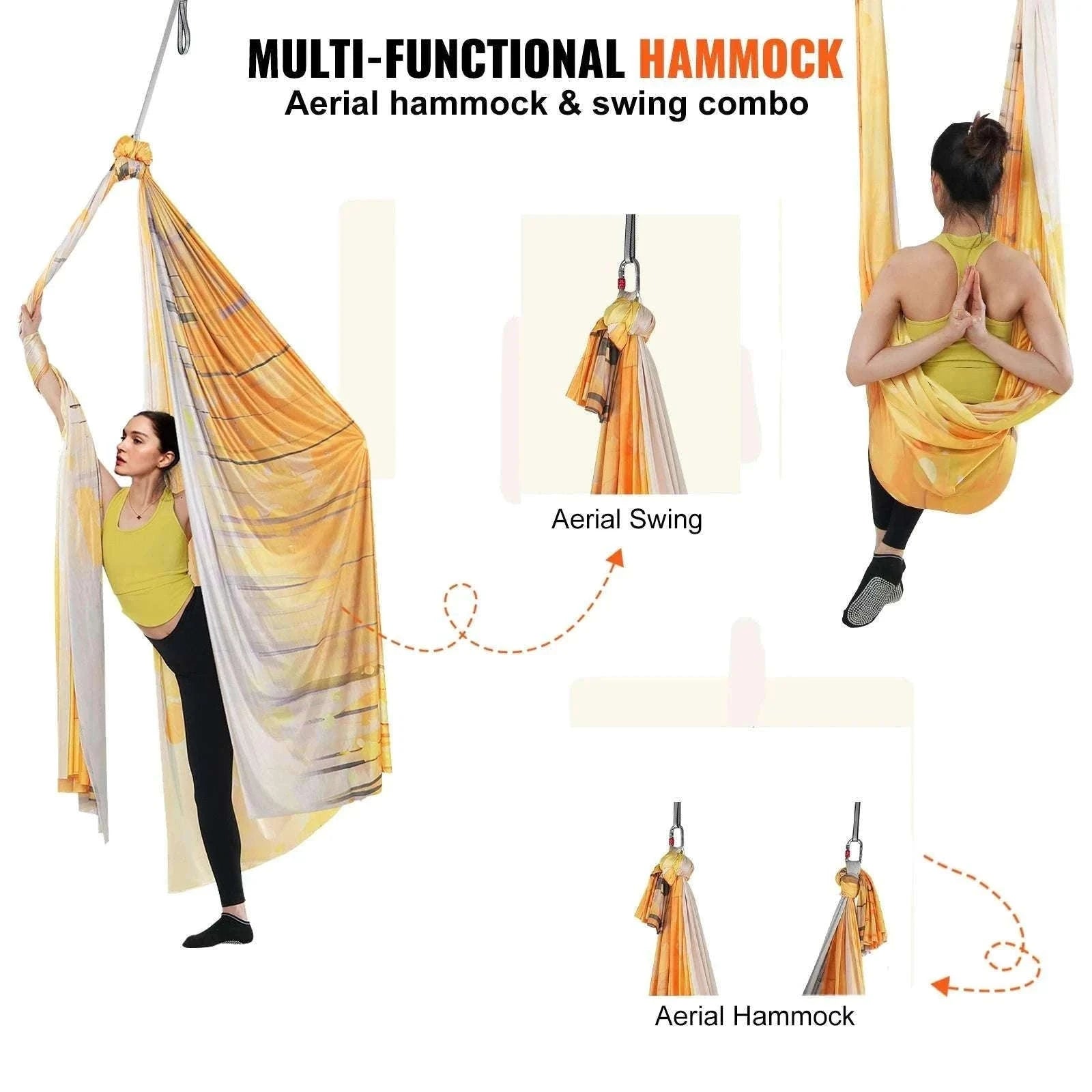 Aerial Yoga Hammock Swing Set with Full Rigging 5.5 Yards-Green / United States