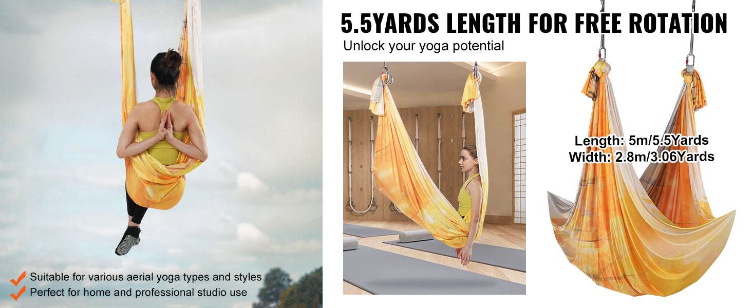 Aerial Yoga Hammock Swing Set with Full Rigging 5.5 Yards-Green / United States