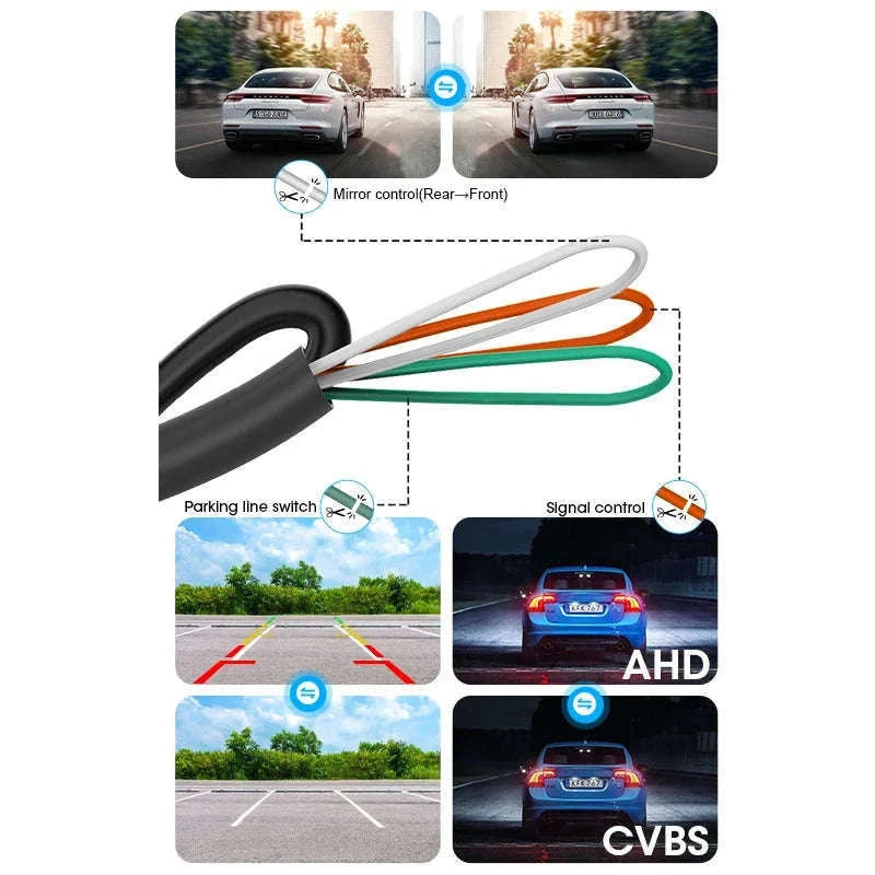 AHD 1080P CVBS Car Rear View Camera 170° Night Vision IP68 Waterproof-D-AHD 720P-White