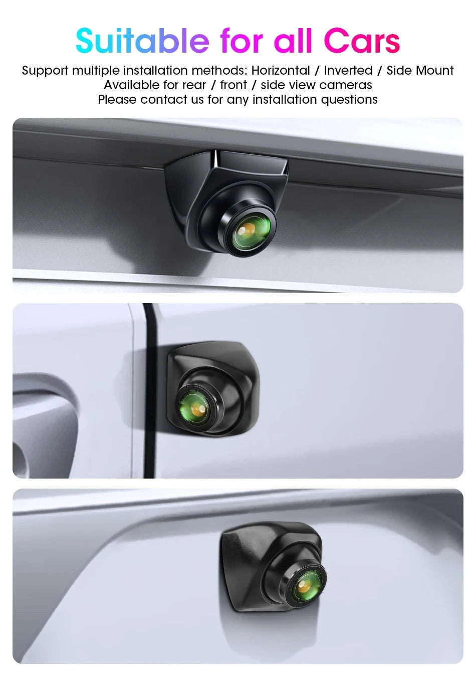 AHD 1080P CVBS Car Rear View Camera 170° Night Vision IP68 Waterproof-D-AHD 720P-White