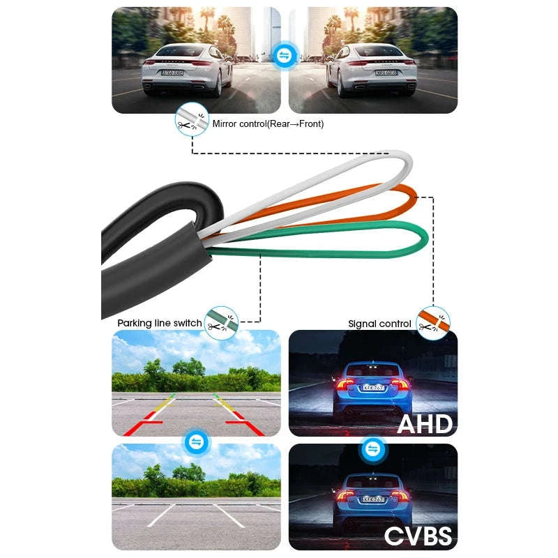 AHD 1080P CVBS Car Rear View Camera 170° Night Vision IP68 Waterproof-D-AHD 720P-White