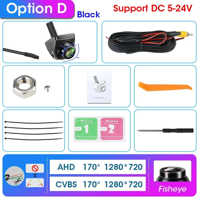 AHD 1080P CVBS Car Rear View Camera 170° Night Vision IP68 Waterproof-D-AHD 720P-White
