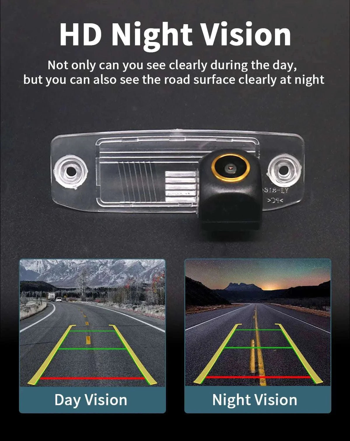 AHD Reverse Camera with Dynamic Trajectory for Kia Models-CVBS-AHD / 12 V